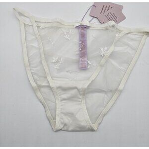 Savage X Fenty Panty Women's Size 1X White Sheer Mesh Floral Panties Underwear